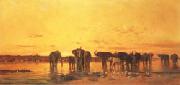 Charles Tournemine African Elephants oil on canvas